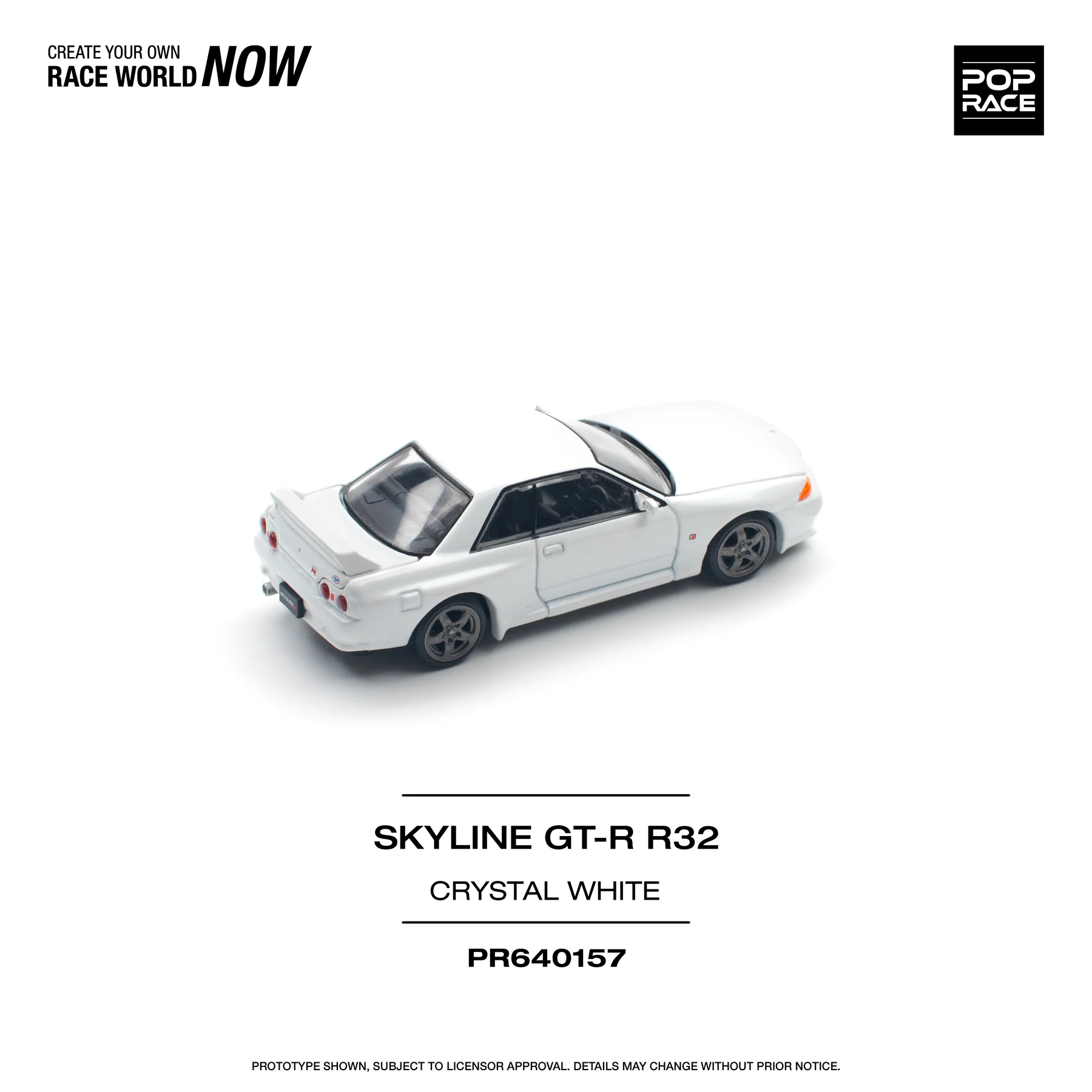 PR640157 POPRACE 1:64 NISSAN SKYLINE GT-R R32 CRYSTAL WHITE - Image 2