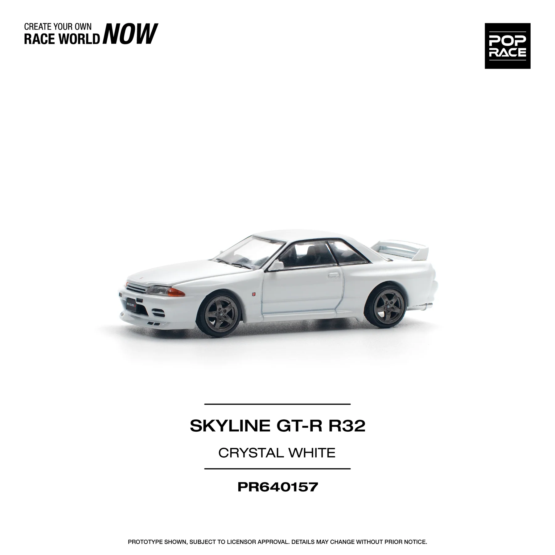 PR640157 POPRACE 1:64 NISSAN SKYLINE GT-R R32 CRYSTAL WHITE DIECASTBYFARIQ