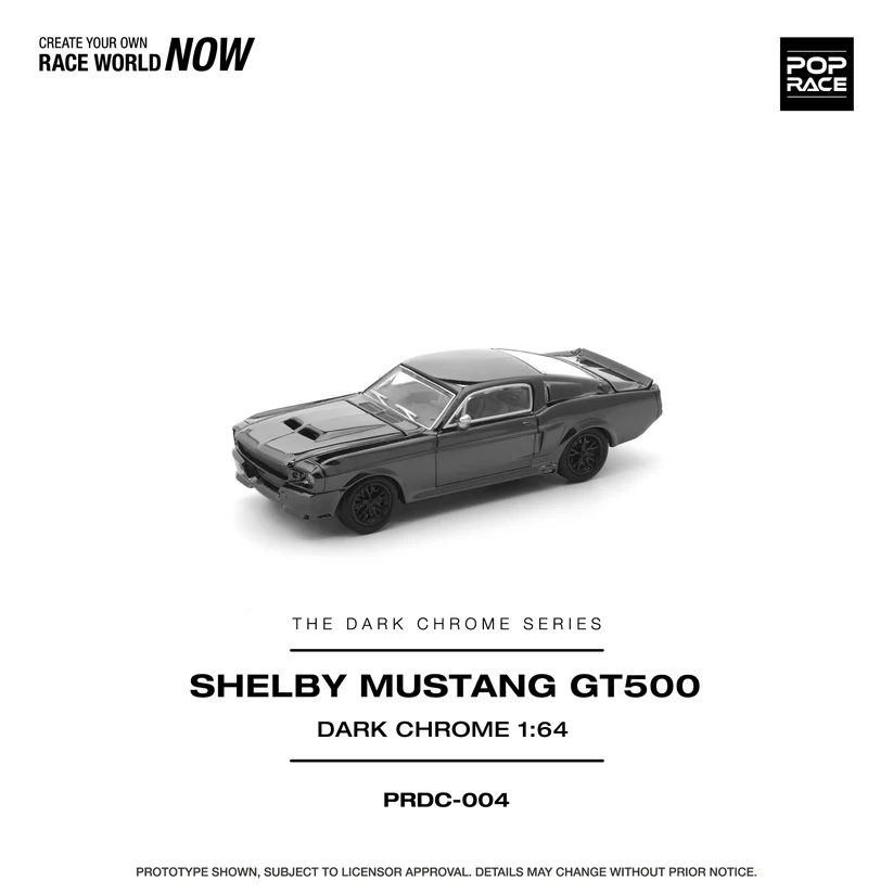 PRDC004 POP RACE 1:64 FORD SHELBY MUSTANG GT500 DARK CHROME