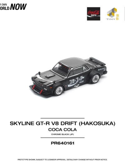 PR640161 POPRACE 1:64 SKYLINE GT-R DRIFT (HAKOSUKA) - COCA COLA ZERO JP BLACK CHROME