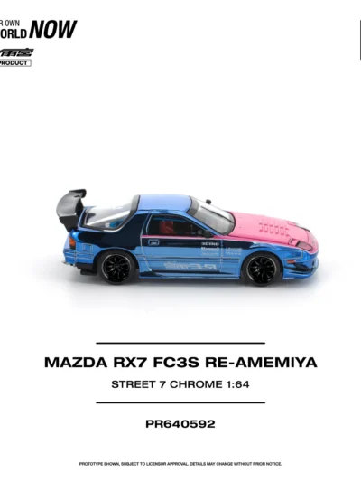 PR640592 POPRACE 1:64 MAZDA RX7 (FC3S) RE-AMEMIYA STREET7 CHROME - PINK/BLUE