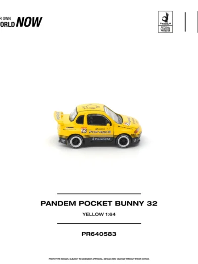 PR640583 POPRACE 1:64 PANDEM POCKET BUNNY NISSAN SKYLINE GT-R (R32) YELLOW